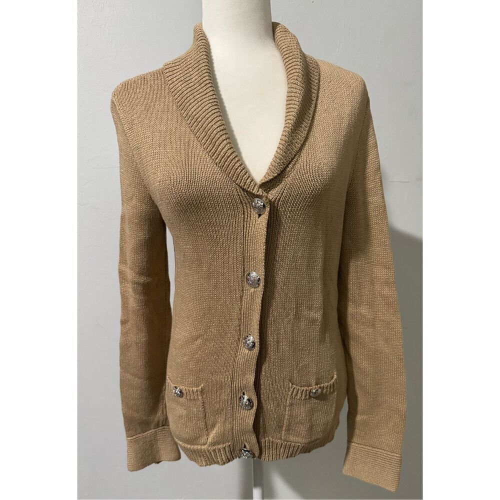 Lauren Ralph Lauren knit blazer sweater M cotton button front